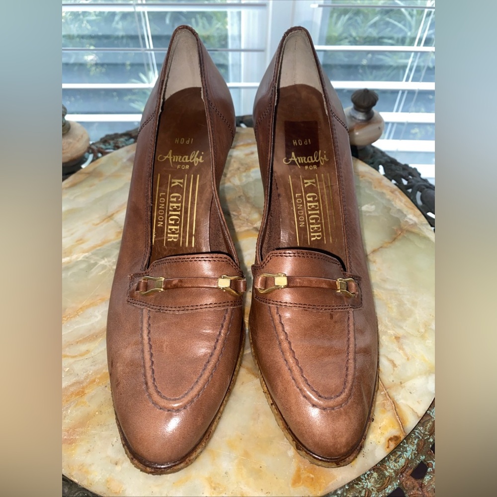 vintage Amalfi for Kurt Geiger brown leather heeled loafers Size 6B